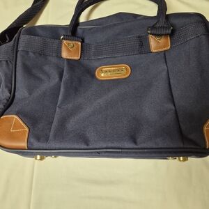 Vintage Jaguar Navy Blue Canvas Duffel Bag Weekender Carry-On Luggage w/ Strap